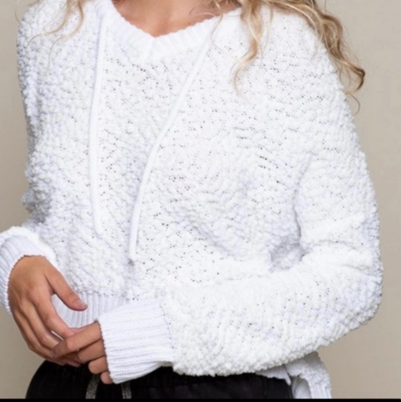 POL White Popcorn Hoodie Sweater - Picture 3 of 5